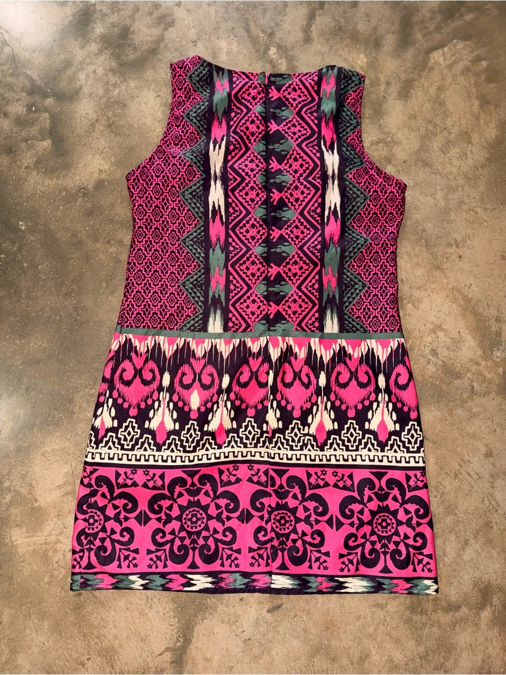 Umgee Pink Southwestern Print Sleeveless Shift Dress L Boho Lined - Picture 2 of 9